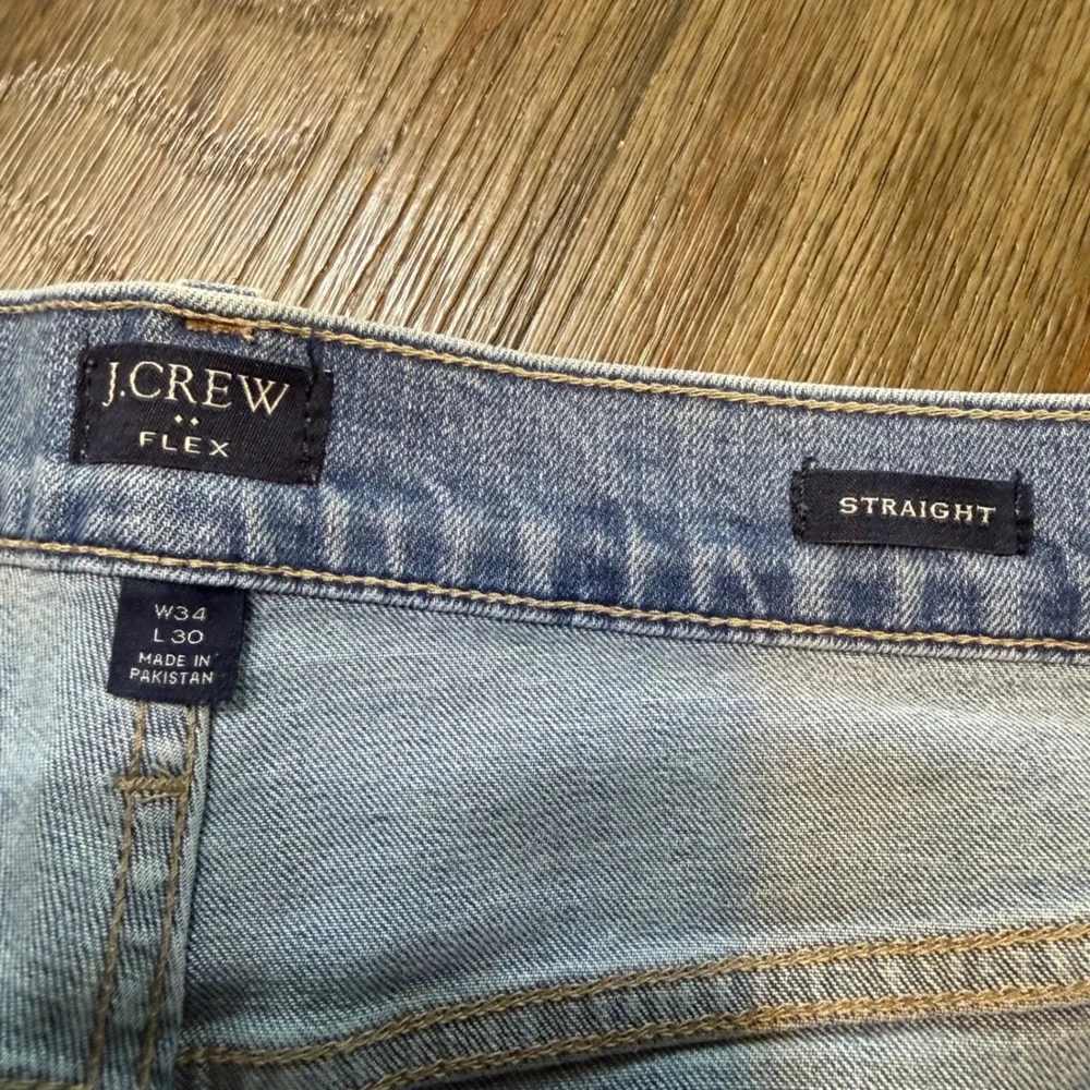 J.Crew Flex Mens Straight Leg Jeans 34x30 Light Wash Blue Stretch Denim Pants